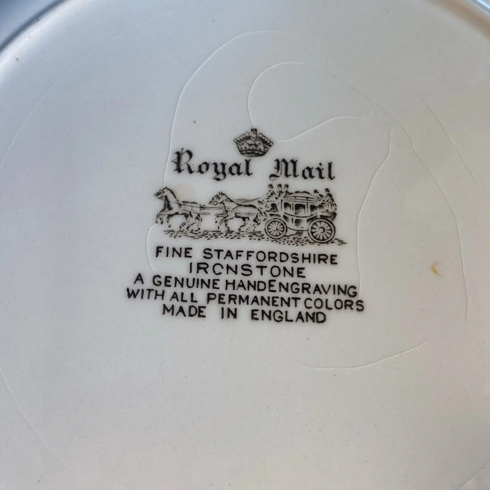 2 Myott Staffordshire Ware Royal Mail 10” Dinner Plates